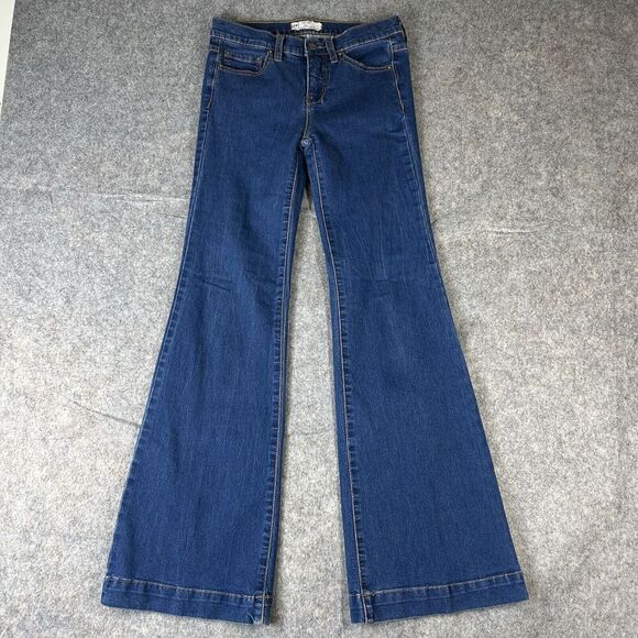 Free People Jeans 27 Dallas Blue Stretch Mid Rise Vintage Flare Stretch Flaw - Picture 1 of 11